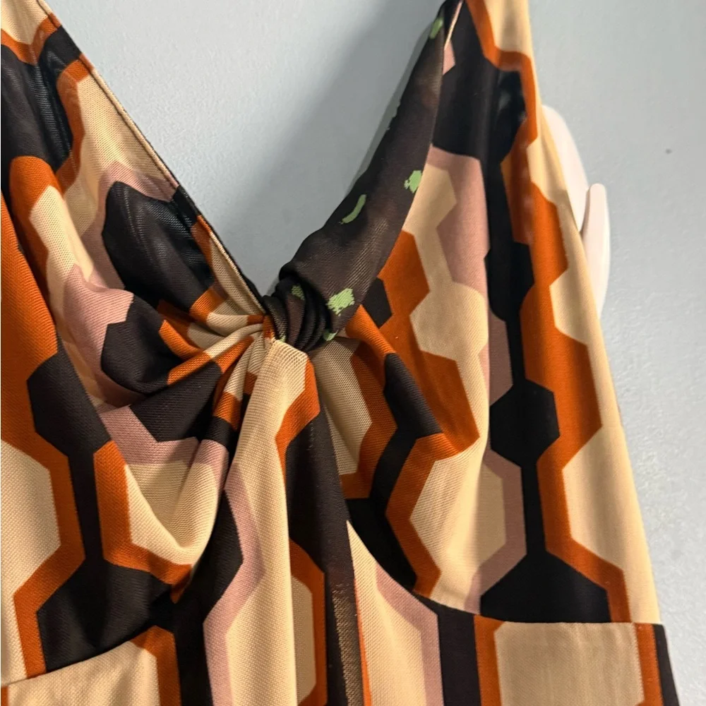 CAbi Brown and Black Geometric Maxi Dress Reversible Dress - Picture 14 of 16